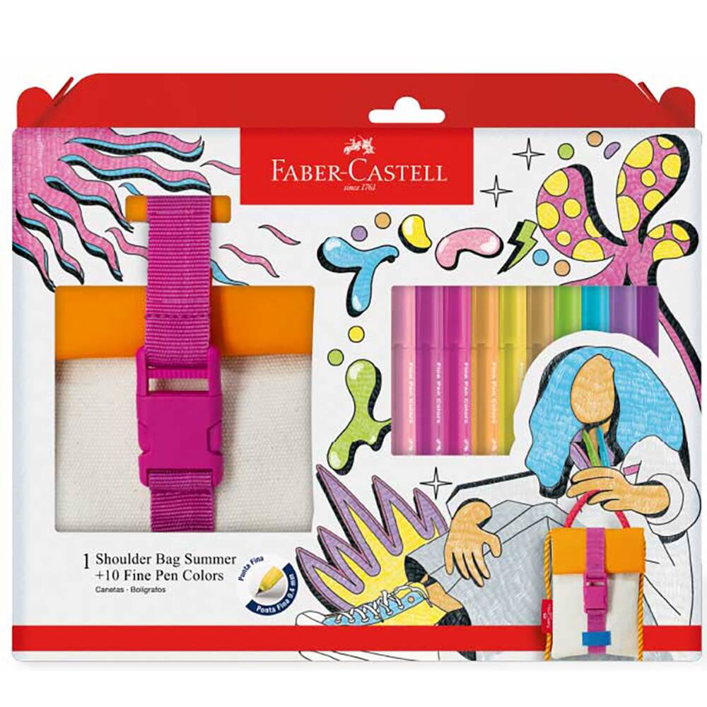 Kit Caneta hidrográfica Fine Pen 10 Cores + Shoulder Bag Summer, - KT 1 UN