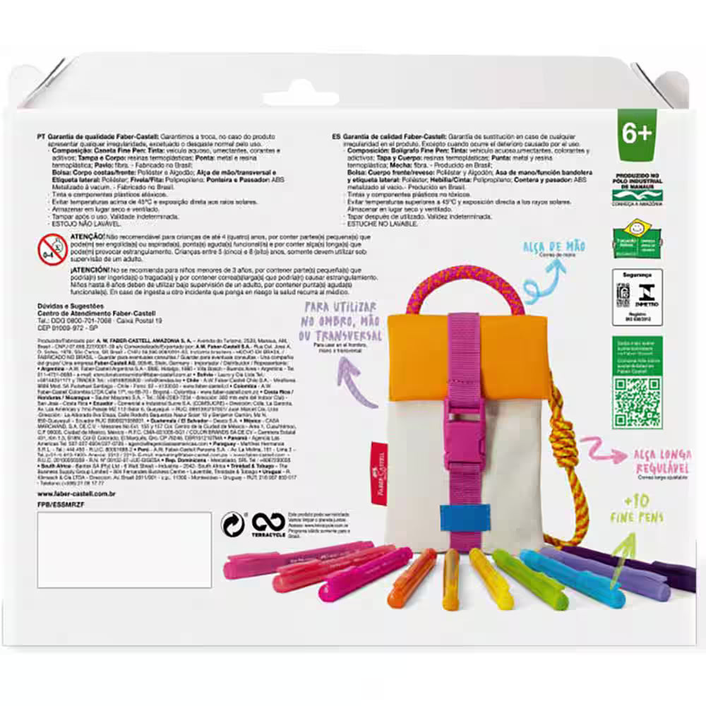 Kit Caneta hidrográfica Fine Pen 10 Cores + Shoulder Bag Summer, - KT 1 UN