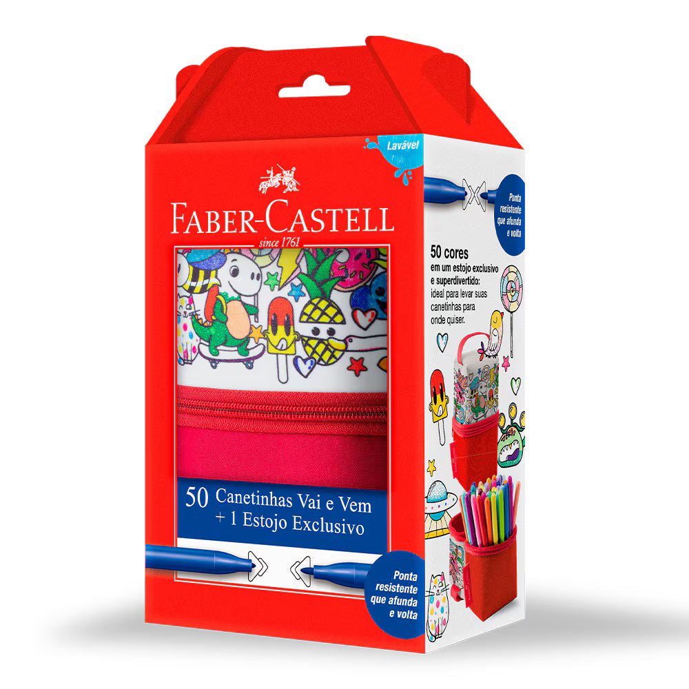 Canetas Hidrográficas para colorir, com 50 cores, Vai e vem - ET 1 UN