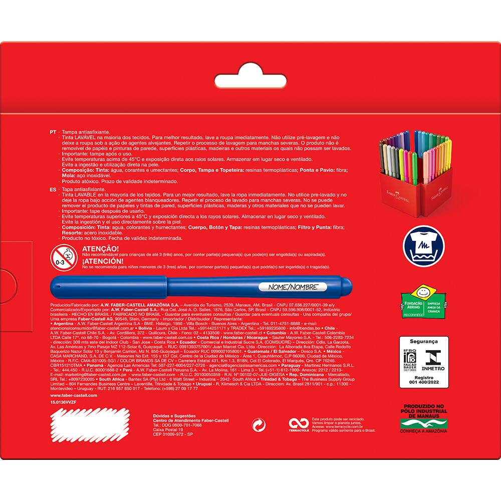 Caneta hidrográfica 36 cores, Vai e Vem - CX 1 UN