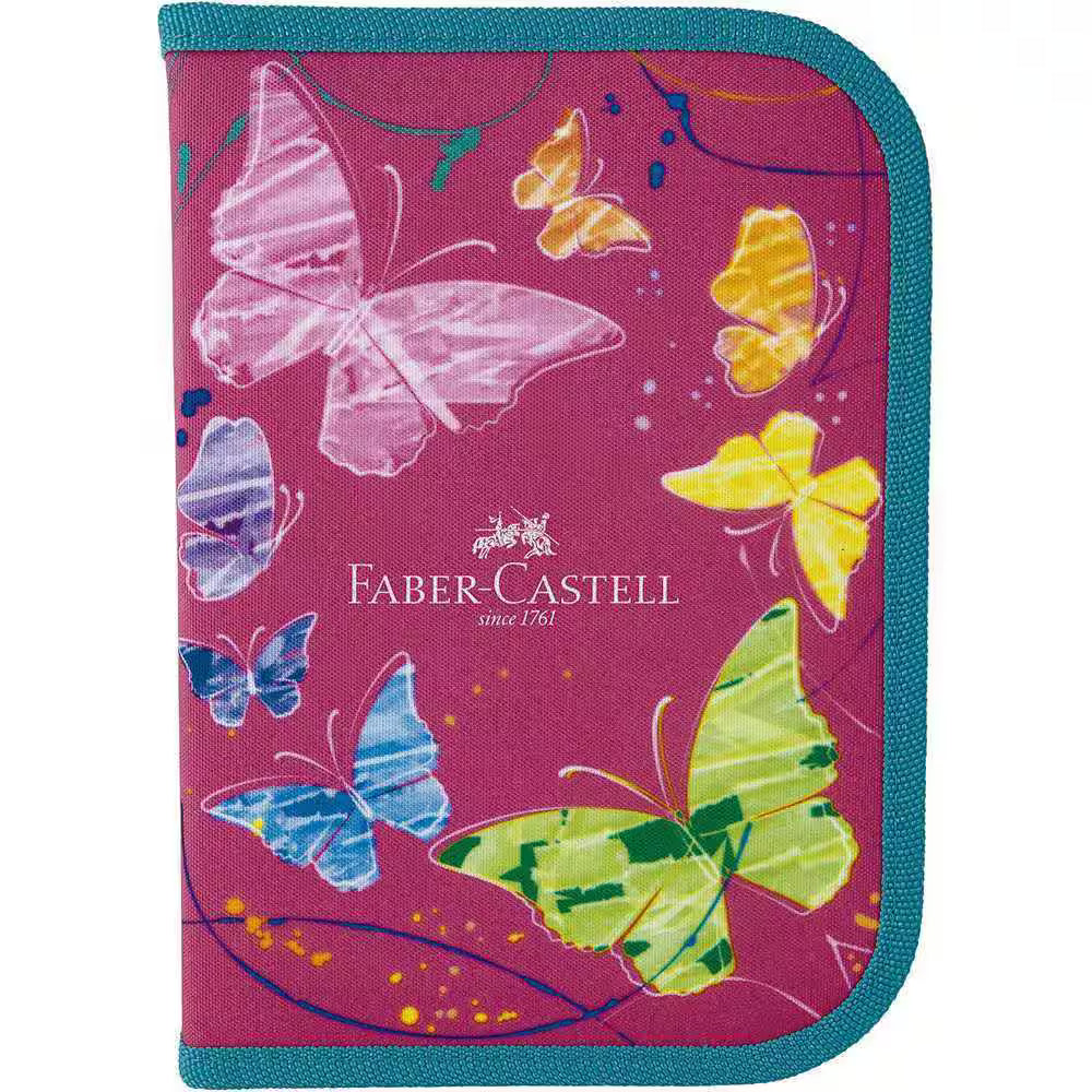 Estojo completo c/ 18 itens Borboleta rosa 182208RS Faber Castell PT 1 UN