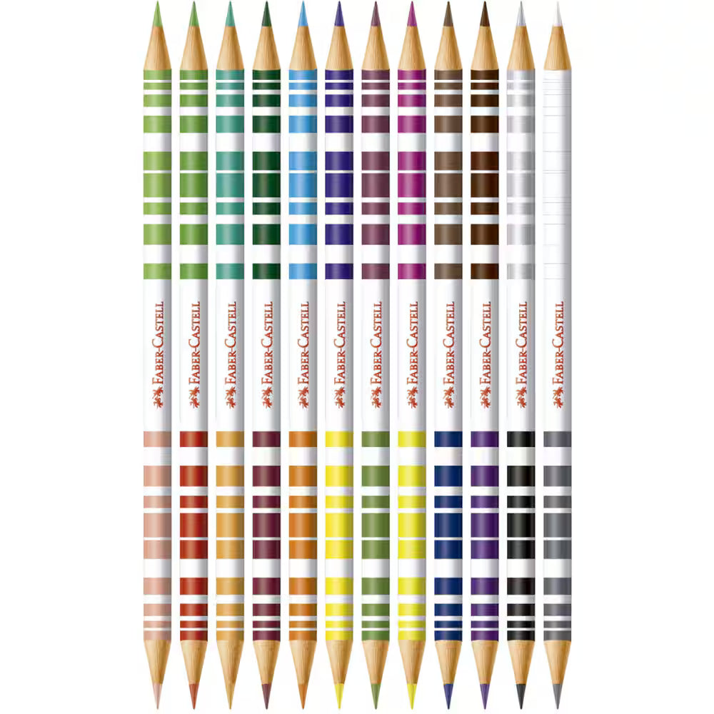 Lápis de Cor Redondo 24 Cores (12 Lápis Bicolor), Faber-Castell - CX 1 UN
