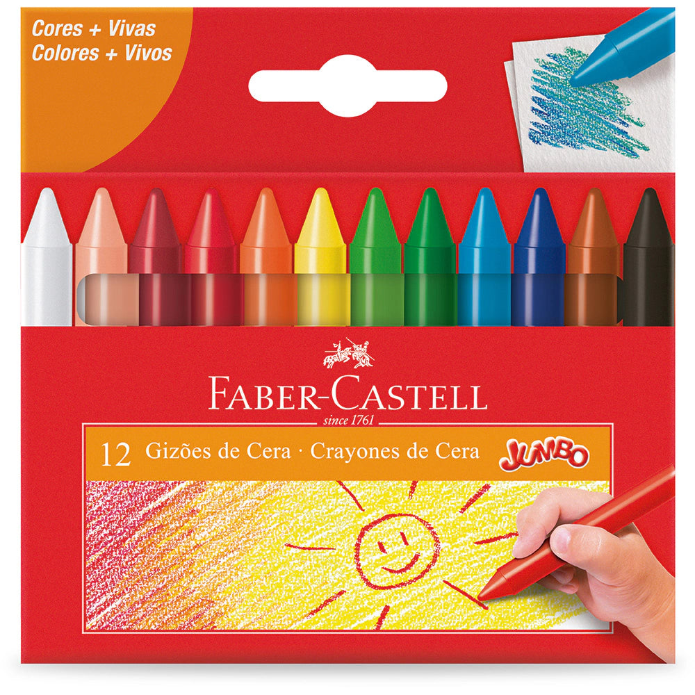 Giz de Cera Gizão 12 Cores Faber-Castell CX 1 UN