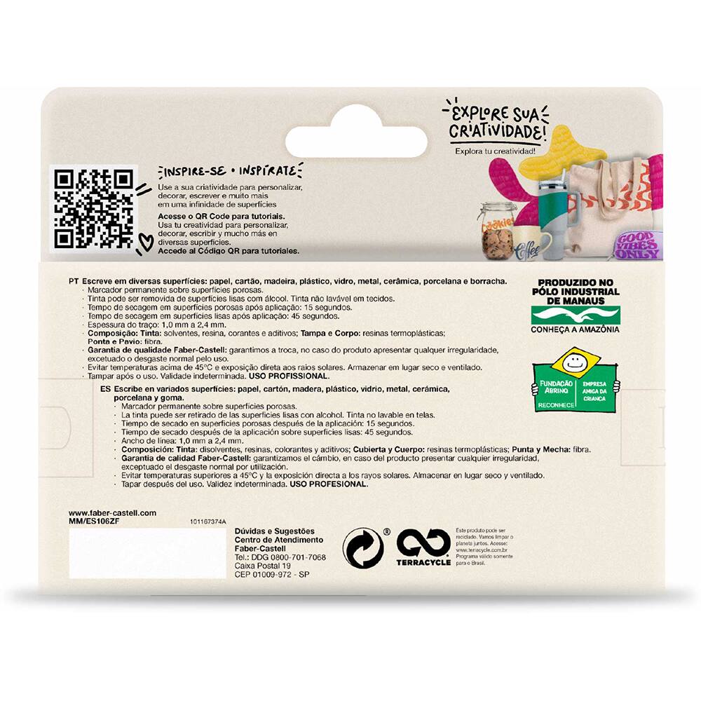 Caneta Marcador Permanente Multimark, à base de álcool, 1.0mm, Estojo com 6 Cores - CX 6 UN