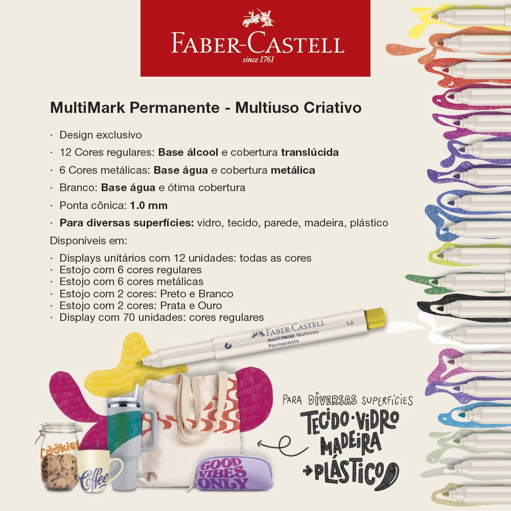 Caneta Marcador Permanente Multimark, à base de álcool, 1.0mm, Estojo com 6 Cores - CX 6 UN