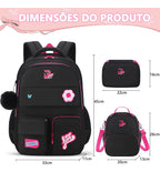 Kit Mochila Escolar Reforçada Espaçosa Com Lancheira Estojo