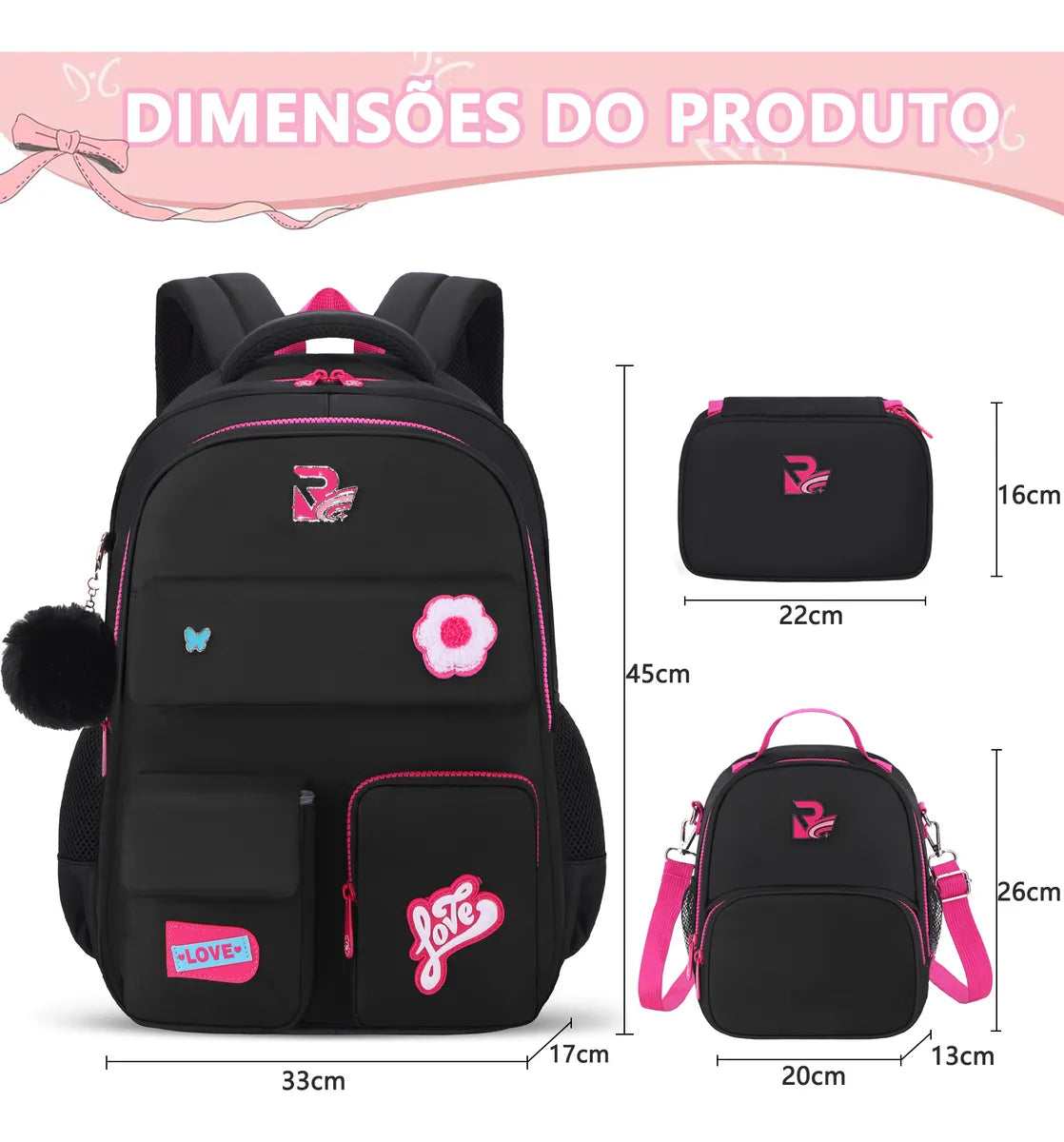 Kit Mochila Escolar Reforçada Espaçosa Com Lancheira Estojo
