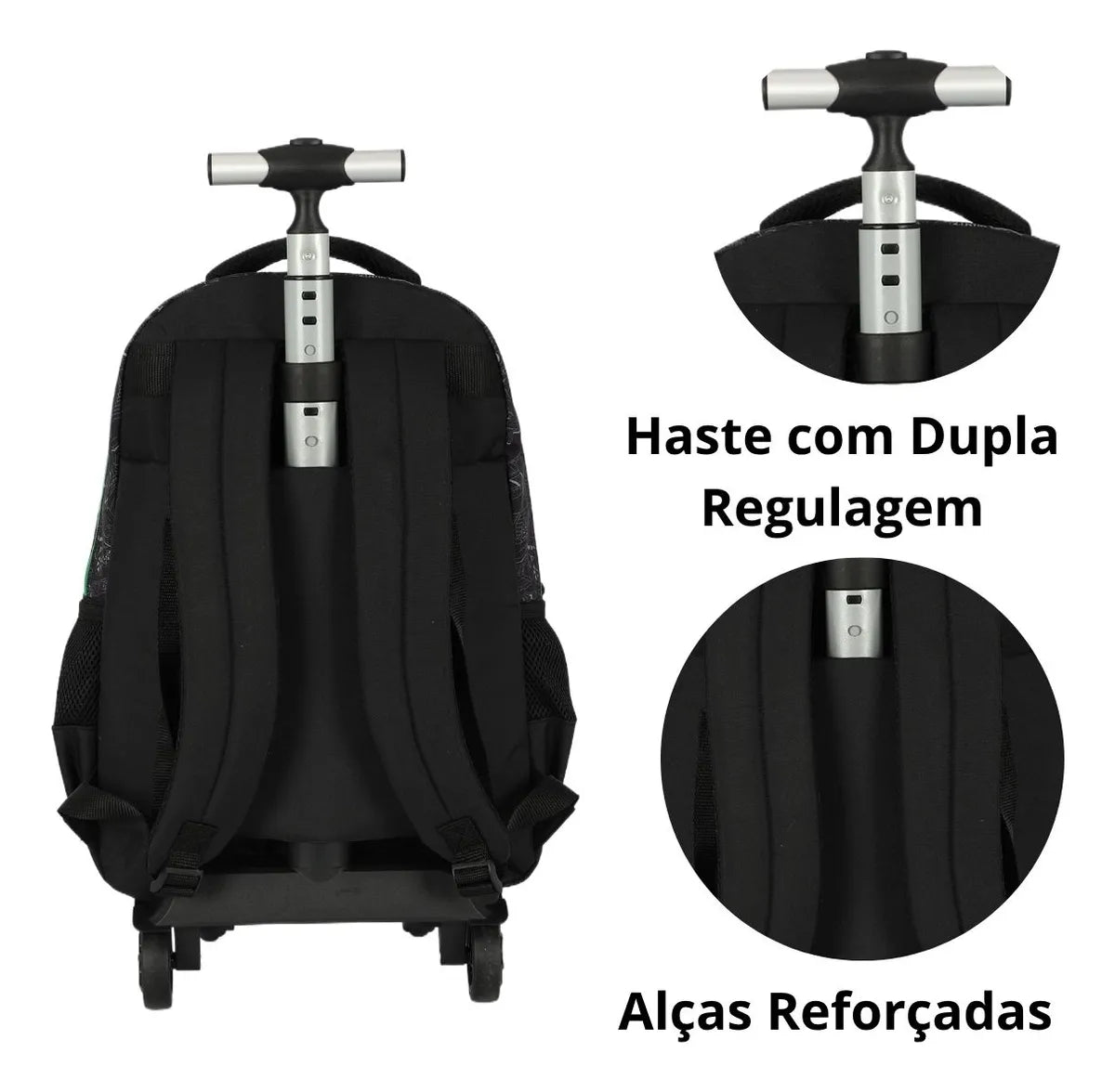 Kit Mochila Rodinhas Lancheira Estojo Juvenil