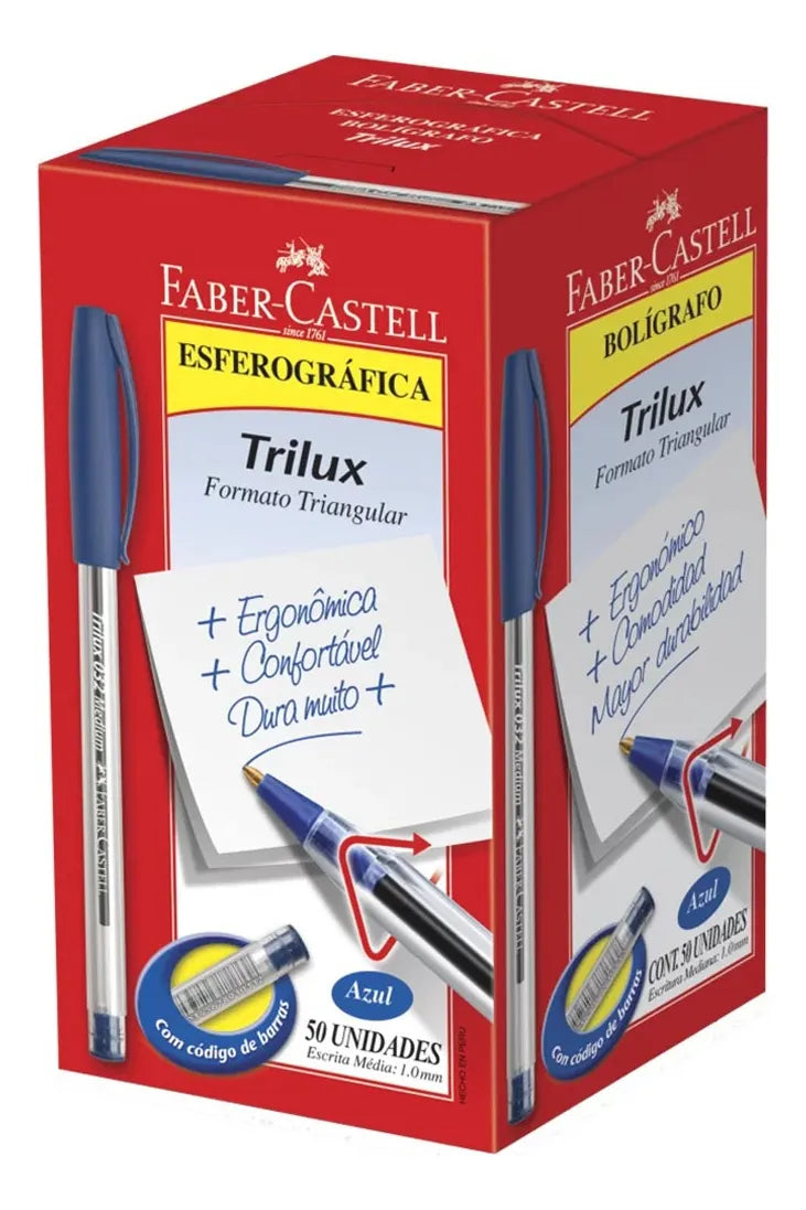 Caneta Esferográfica Trilux 1.0mm Média Caixa C/50 Un