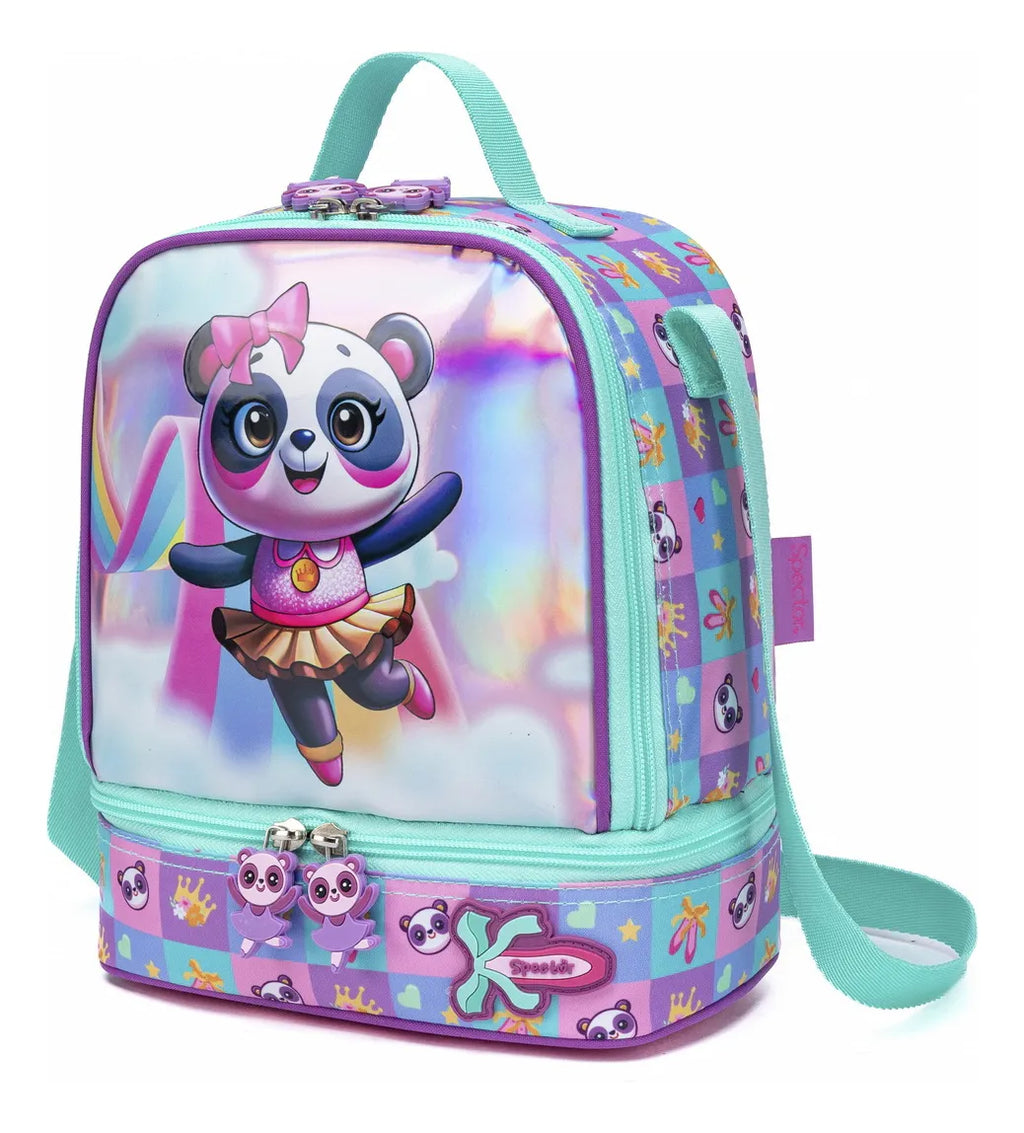 Mochila Infantil Feminina Com Rodinhas Panda Resistente Cor Rosa Desenho Do Tecido Lisa