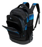 Mochila Escolar De Rodinhas Juvenil Resistente Notebook Cor Preto C Azul Desenho Do Tecido Liso