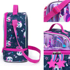 Kit Mochila Lancheira Estojo Infantil Feminina Escolar Roxo Unicórnio