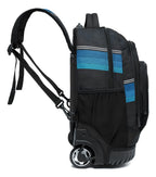 Mochila Escolar De Rodinhas Juvenil Resistente Notebook Cor Preto C Azul Desenho Do Tecido Liso
