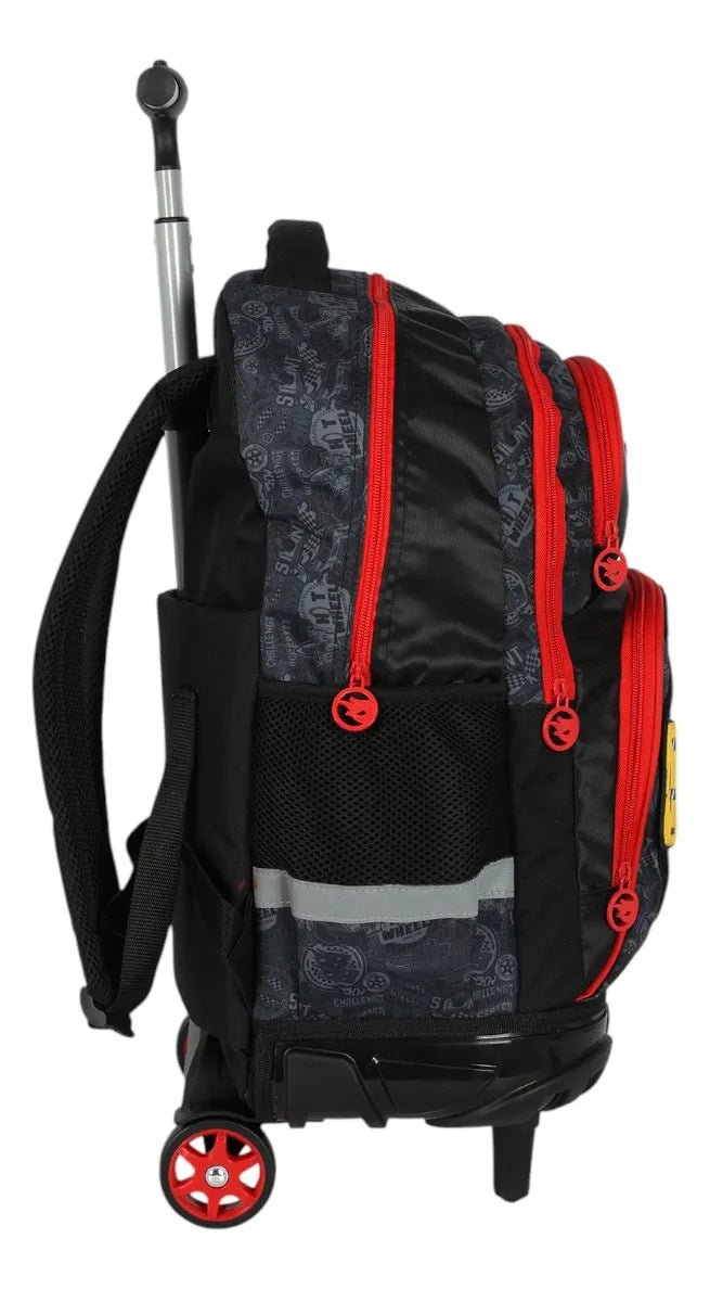 Mochila Juvenil Kit Lancheira Estojo Duplo Luxcel Hot Wheels