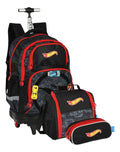 Mochila Juvenil Kit Lancheira Estojo Duplo Luxcel Hot Wheels